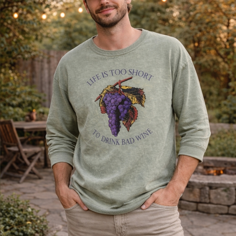 Vintage Coastline Green Graphic Sweatshirt Grapes Wine Crewneck Size M